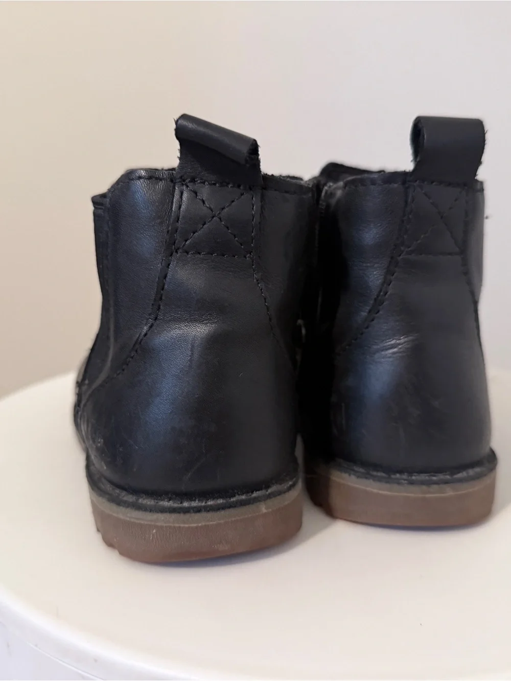 UGG Kids Black Leather Chelsea Boots
